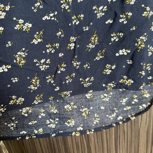 Old Navy Navy Yellow Ditsy Floral Peasant Blouse Large Boho Cottagecore - Picture 5 of 14